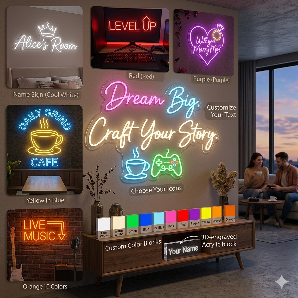 Custom LED Neon Sign – Personalized Wall Decor for Home, Room & Business
