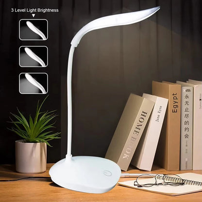 LED Table Lamp USB Chargeable 3 Color Stepless Dimmable Desk Lamp Touch Foldable Eye Protection Reading Night Light Rechargeable